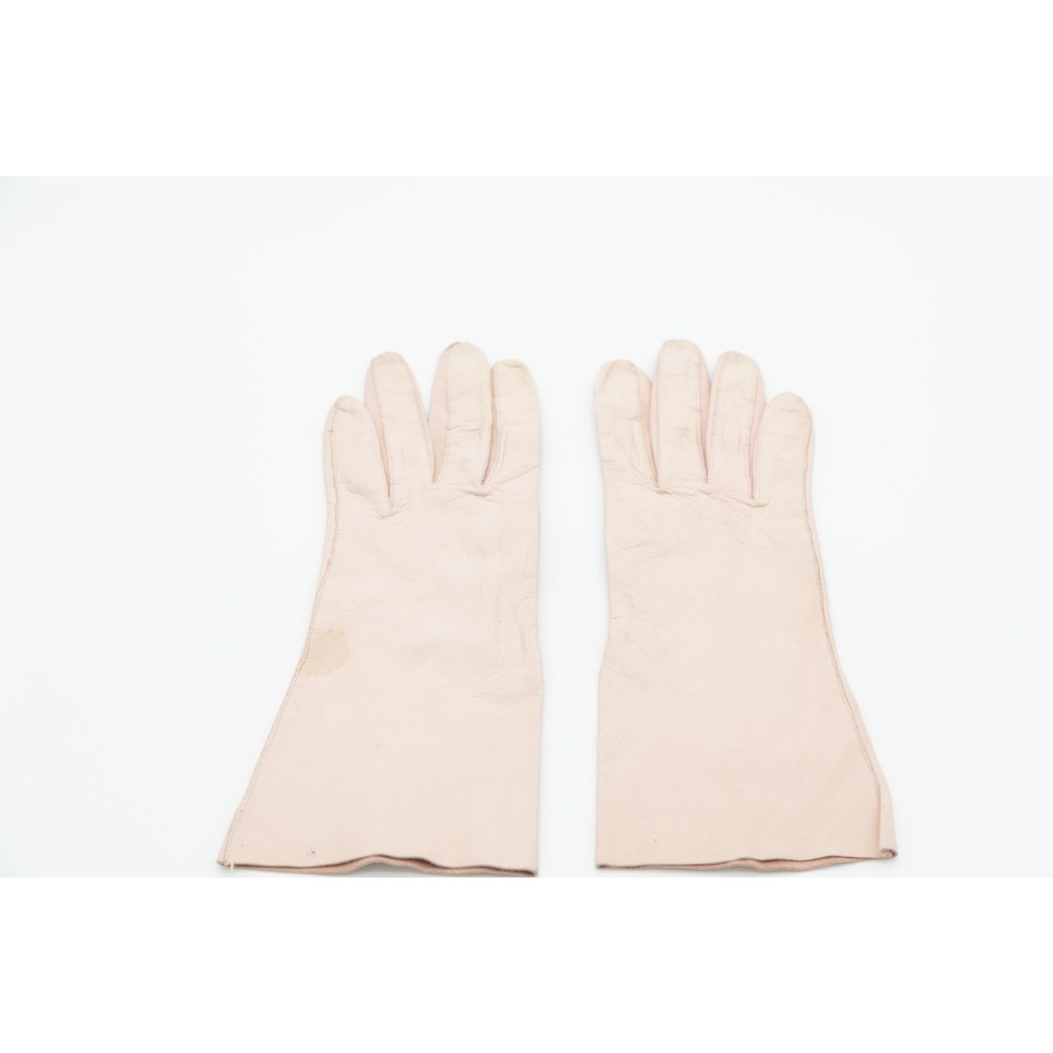 Vintage 1950s Kid Leather Gloves Women’s Size 7 Pink Blue Stamp 10” Long